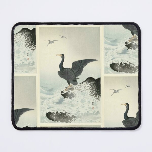 Item preview, Red Faced Cormorant on Rock by Ohara Koson : Coastal Japanese Poster designed and sold by artofuniverse.