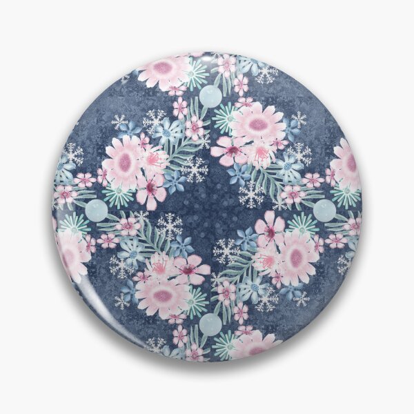 Item preview, Patrón de corona floral de invierno sobre fondo de mezclilla desgastada designed and sold by KateKeoganDesign.