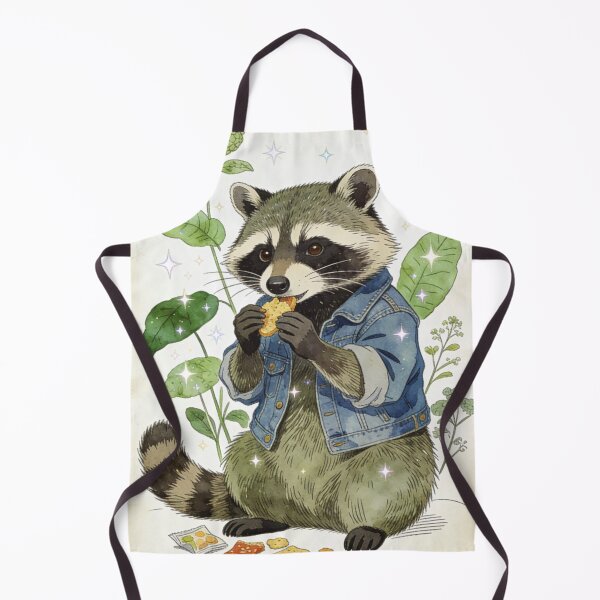 Artikelvorschau, Verspielter Aquarell-Waschbär in Jeansjacke – Vintage Forestcore Snack Thief Art entworfen und verkauft von Cherrydora.