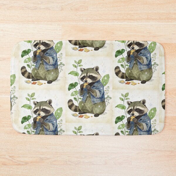 Item preview, Whimsical Watercolor Raccoon in Denim Jacket - Vintage Forestcore Snack Thief Art designed and sold by Cherrydora.