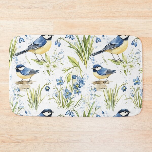 Item preview, Yellow Blue Spring Wild Flowers and Birds Watercolor Easter All Over designed and sold by Feeling Artsy.