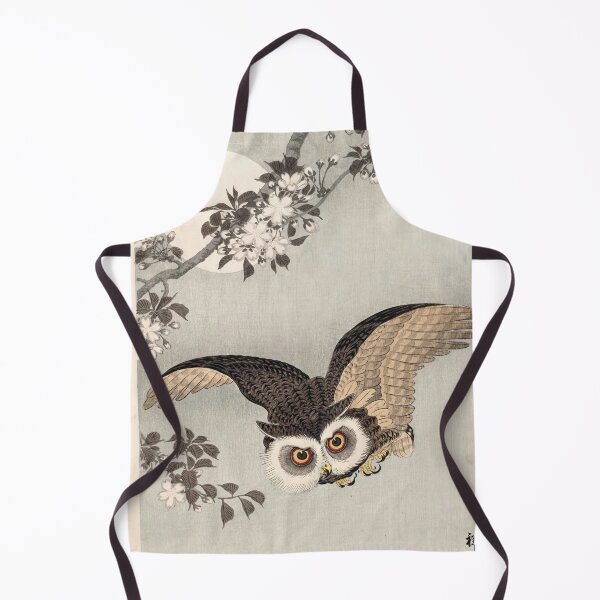 Item preview, Scops Owl Cherry Blossoms and Moon by Ohara Koson : Moonlit Japanese Poster designed and sold by artofuniverse.