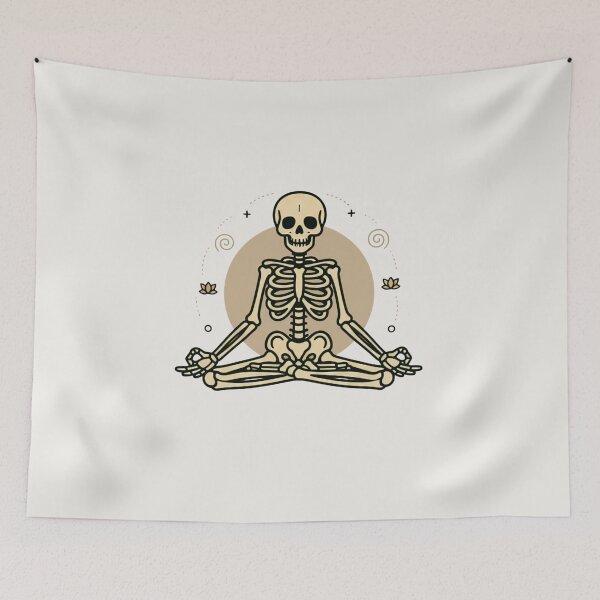 Item preview, MEDITATING | Minimalist Skeleton Streetwear Art  designed and sold by DEADLINE. .