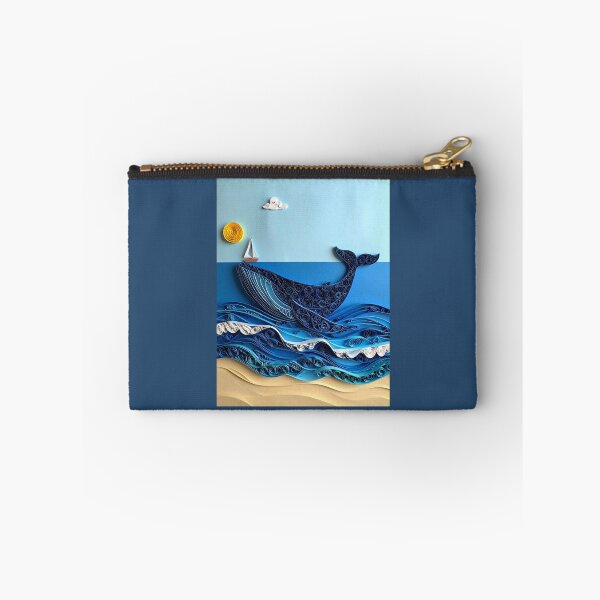 Item preview, Blue whale with a small boat in the quilling water  designed and sold by ShipDrop.