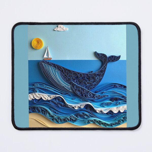 Item preview, Blue whale with a small boat in the quilling water designed and sold by ShipDrop.