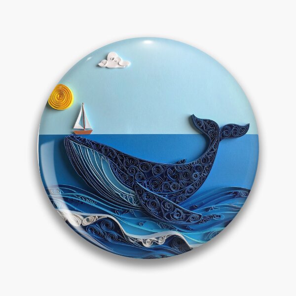 Item preview, Blue whale with a small boat in the quilling water  designed and sold by ShipDrop.