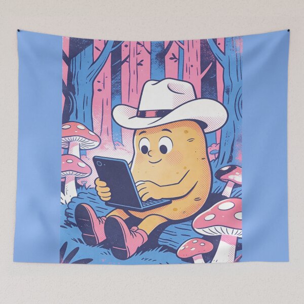 Item preview, Psychedelic Cowboy Potato Digital Nomad | Retro Comic Style Funny Tech Aesthetic designed and sold by Cherrydora.
