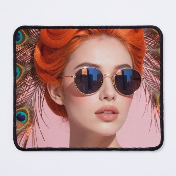 Item preview, Woman with sunglasses and peacock feathers designed and sold by BenCoStyle.
