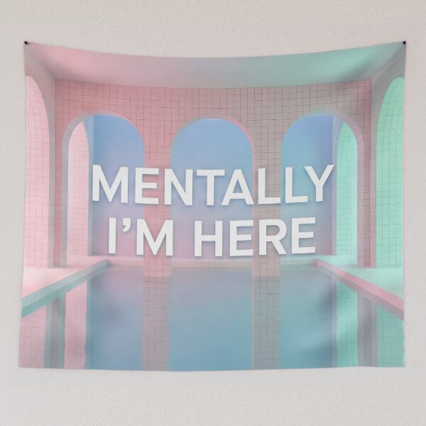 Item preview, Mentally I'm Here Liminal Space Dreamcore Pool Aesthetic designed and sold by StickyGuys.
