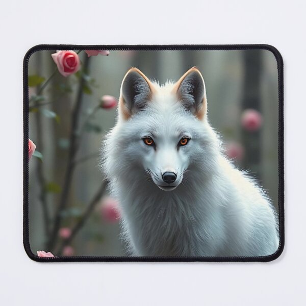 Item preview, Beautiful white fox in the rose forest designed and sold by ReneMM.