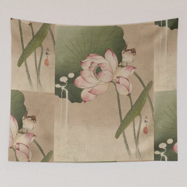 Item preview, Songbird and Lotus by Ohara Koson : Tranquil Shin Hanga Japanese Poster designed and sold by artofuniverse.