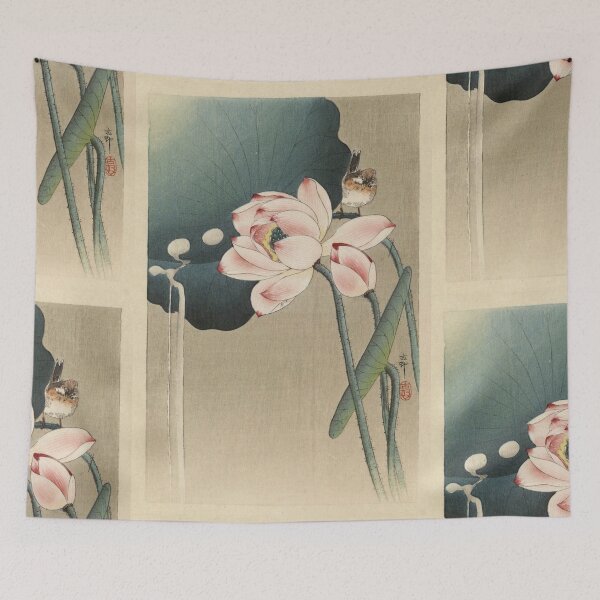 Item preview, Songbird and Lotus Style 2 by Ohara Koson : Tranquil Japanese Poster designed and sold by artofuniverse.