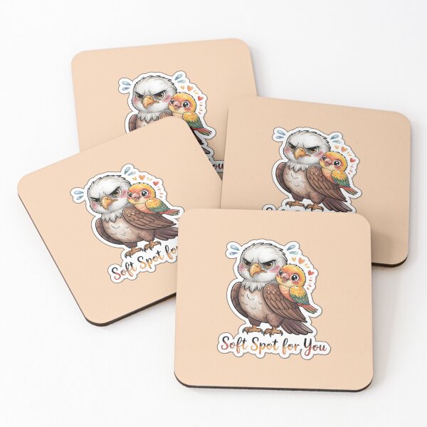 Item preview, Valentine Cute Eagle and Sun Conure Lovebird Couple – Soft Spot for You Illustration designed and sold by Nuist25.