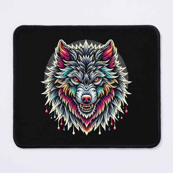 Item preview, Aggressive White Wolf Head with Neon Prism Fur designed and sold by beast-net.