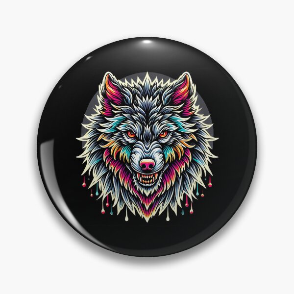 Item preview, Aggressive White Wolf Head with Neon Prism Fur designed and sold by beast-net.