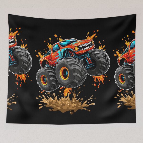 Item preview, Blue Monster Truck Bouncing On Muddy Orange Ground designed and sold by Piotrek0001.