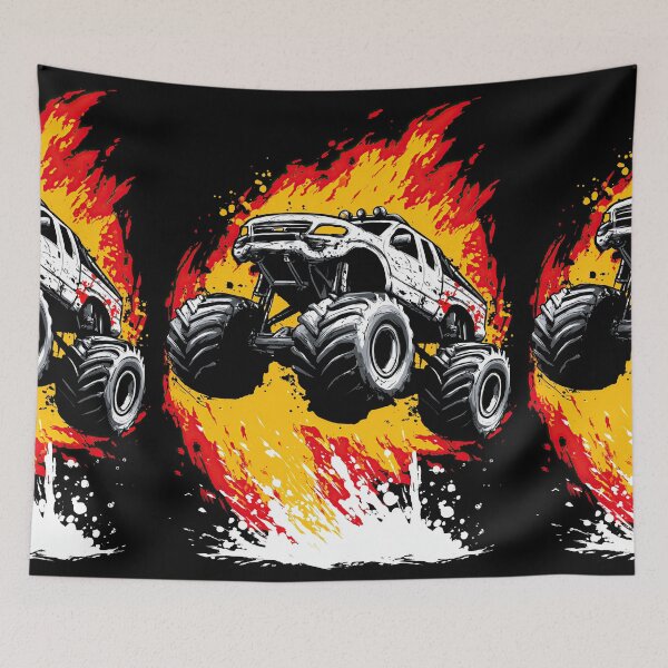 Item preview, White Monster Truck Jumping High With Mud Splash designed and sold by Piotrek0001.
