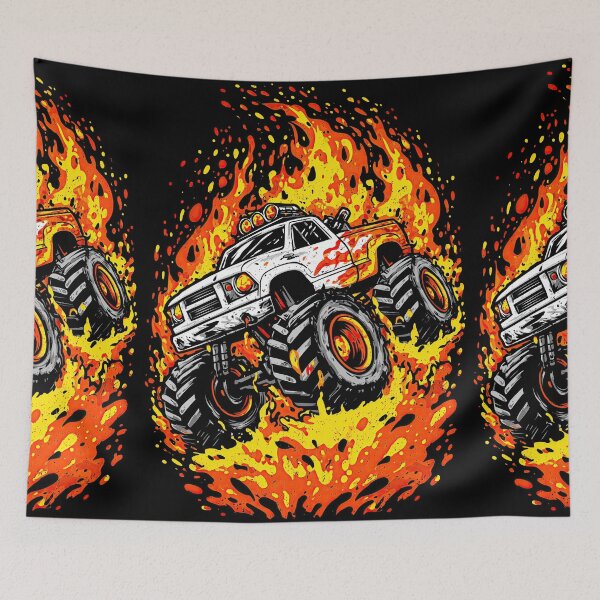 Item preview, White Truck Covered In Orange And Yellow Flames designed and sold by Piotrek0001.