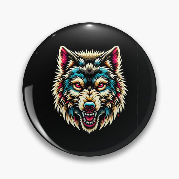 Item preview, Snarling White Wolf Head with Vibrant Neon Accents designed and sold by beast-net.
