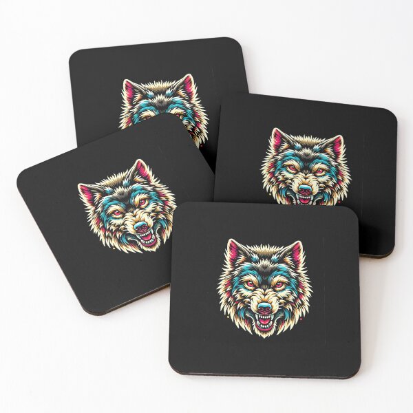 Item preview, Snarling White Wolf Head with Vibrant Neon Accents designed and sold by beast-net.