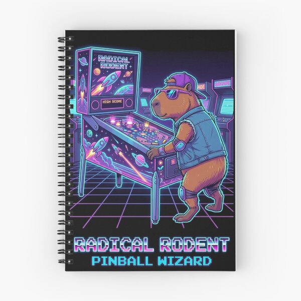 Item preview, Radical Rodent Pinball Wizard – Neon Retro Arcade Art designed and sold by Neon_Soraya.