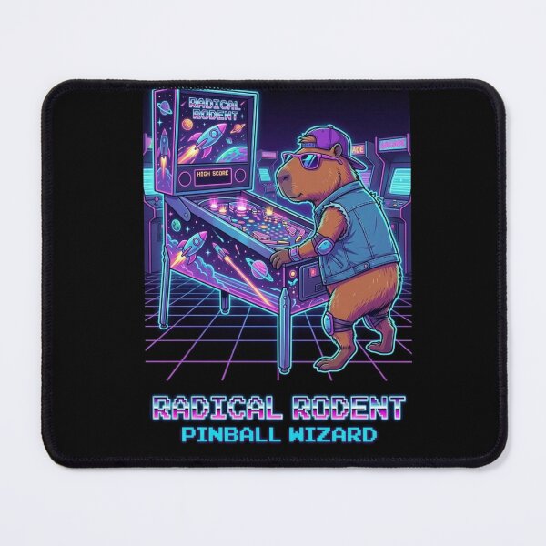 Item preview, Radical Rodent Pinball Wizard – Neon Retro Arcade Art designed and sold by Neon_Soraya.