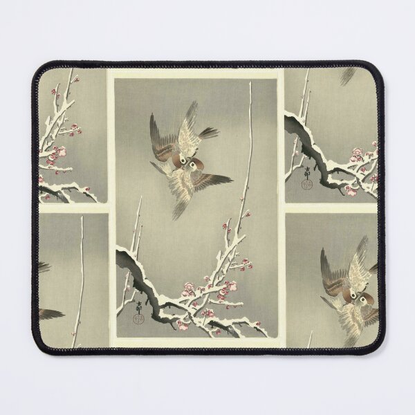 Item preview, Sparrows and Snowy Plum Tree by Ohara Koson : Vintage Japanese Poster designed and sold by artofuniverse.