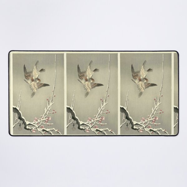 Item preview, Sparrows and Snowy Plum Tree by Ohara Koson : Vintage Japanese Poster designed and sold by artofuniverse.