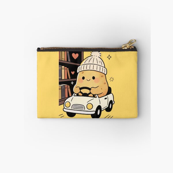 Item preview, Cozy Bookworm Potato Driving Adventure | Kawaii Retro Car & Knit Beanie Design designed and sold by Cherrydora.