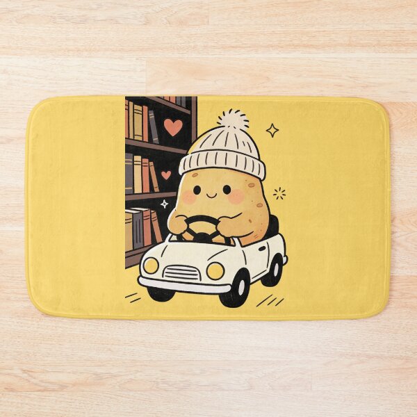 Item preview, Cozy Bookworm Potato Driving Adventure | Kawaii Retro Car & Knit Beanie Design designed and sold by Cherrydora.
