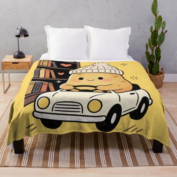 Item preview, Cozy Bookworm Potato Driving Adventure | Kawaii Retro Car & Knit Beanie Design designed and sold by Cherrydora.