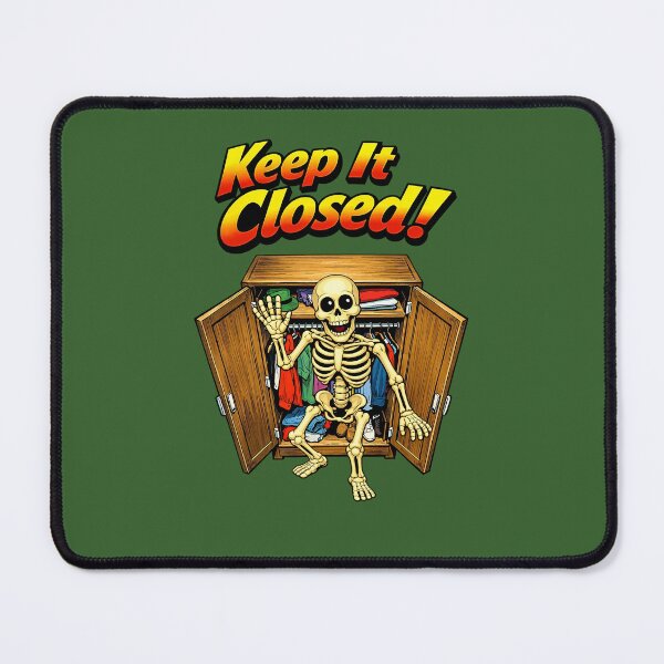 Item preview, Keep It Closed – Funny Skeleton in Closet Illustration designed and sold by The Devil's Bargain.