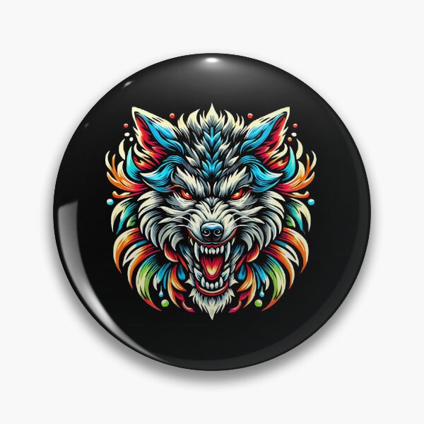 Item preview, Snarling Prismatic Wolf Head with Vibrant Chrome Fur Accents designed and sold by beast-net.