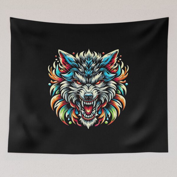 Item preview, Snarling Prismatic Wolf Head with Vibrant Chrome Fur Accents designed and sold by beast-net.