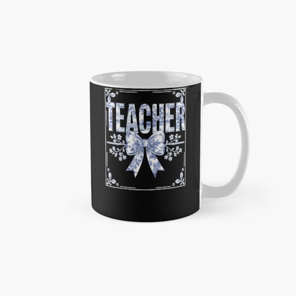 Item preview, Teacher Floral Toile Blue Water Color Coquette Bow  designed and sold by SyntaxClaw.