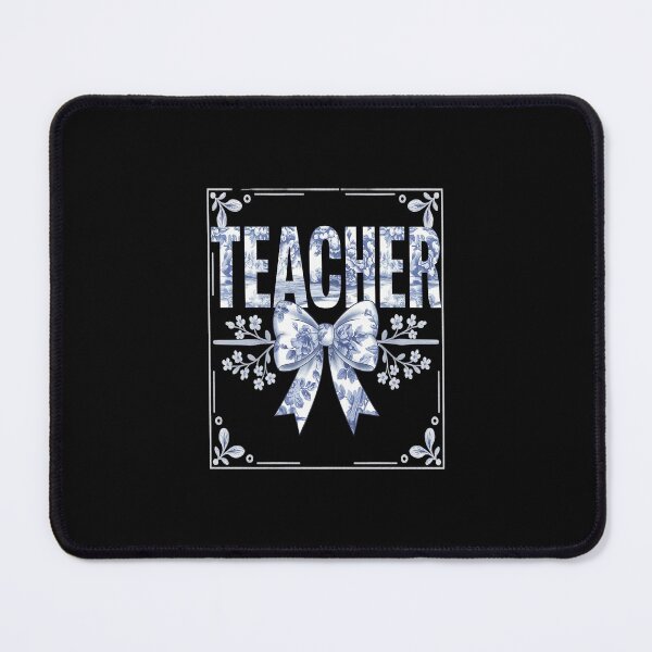 Item preview, Teacher Floral Toile Blue Water Color Coquette Bow designed and sold by SyntaxClaw.