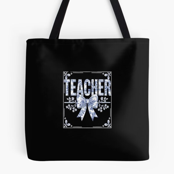 Item preview, Teacher Floral Toile Blue Water Color Coquette Bow  designed and sold by SyntaxClaw.