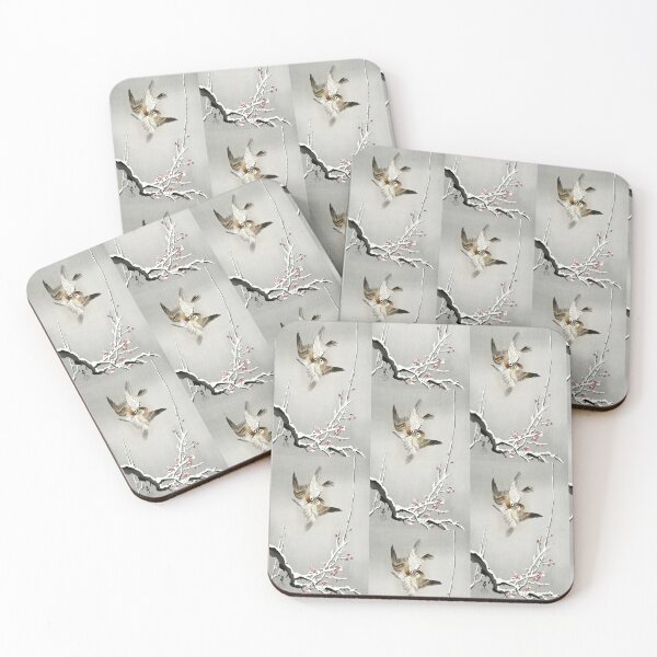 Item preview, Sparrows and Snowy Plum Tree Style 2 by Ohara Koson : Japanese Poster designed and sold by artofuniverse.