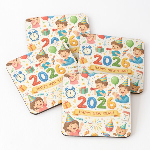 Item preview, 2026 Children’s New Year Celebration Colorful Illustration with Fireworks, Balloons and Festive Icons designed and sold by AiroStudio.