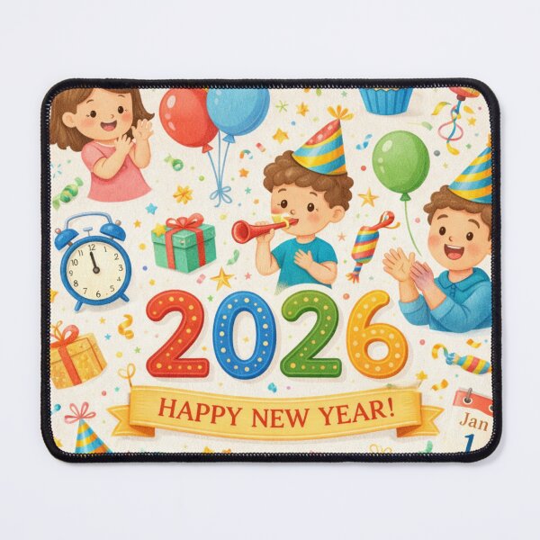 Item preview, 2026 Children’s New Year Celebration Colorful Illustration with Fireworks, Balloons and Festive Icons designed and sold by AiroStudio.