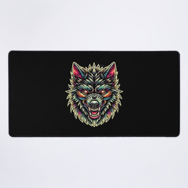Item preview, Aggressive Snarling Wolf Head with Vibrant Neon Accents designed and sold by beast-net.