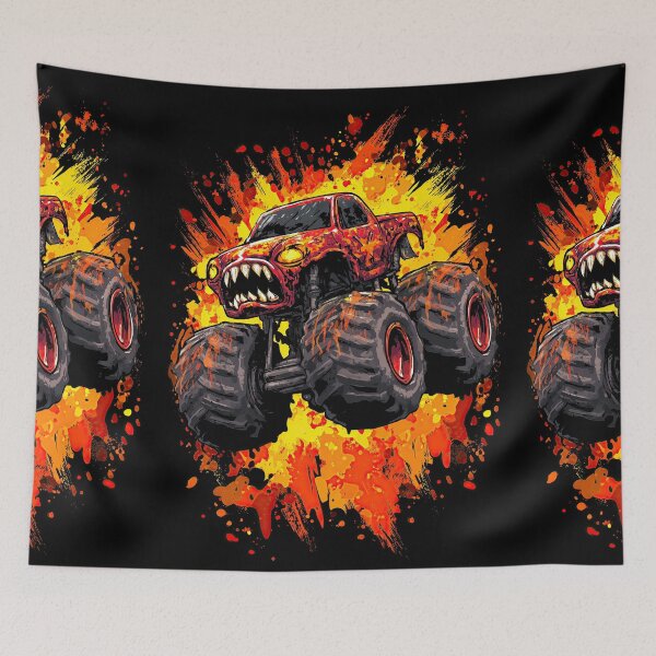 Item preview, Red Truck Smashing Through Purple And Orange Debris designed and sold by Piotrek0001.