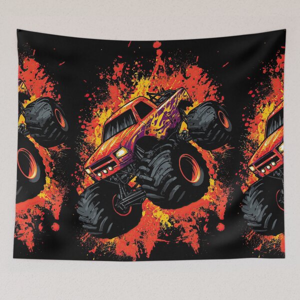 Item preview, Dark Red Truck Jumping Through Ring Of Fire designed and sold by Piotrek0001.