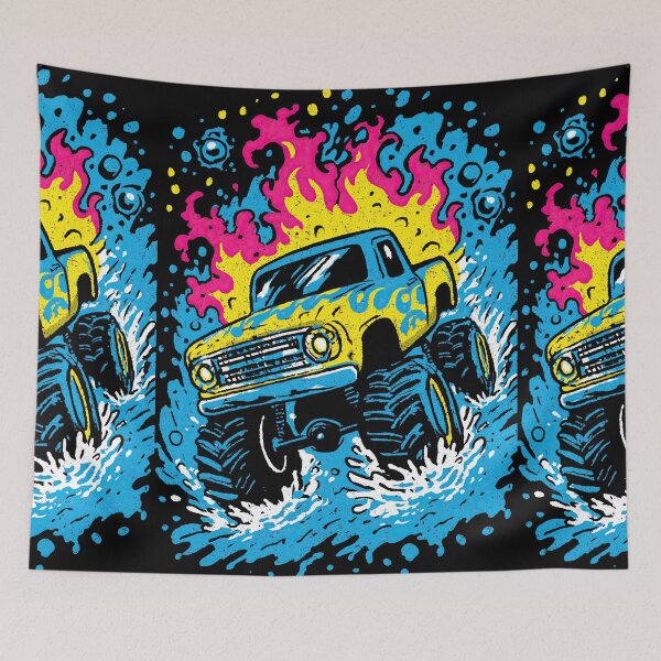 Item preview, Blue Truck Driving Through Massive Blue Water Splash designed and sold by Piotrek0001.