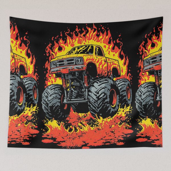 Item preview, Orange Monster Truck Engulfed In Hot Burning Flames designed and sold by Piotrek0001.