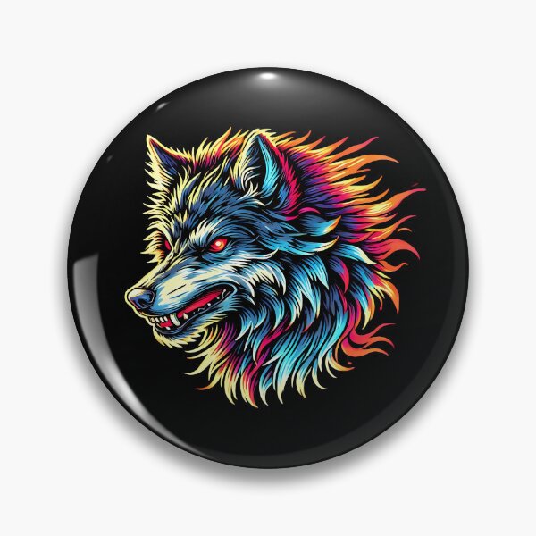 Item preview, Stylized Flaming Blue and Orange Wolf Head Profile designed and sold by beast-net.