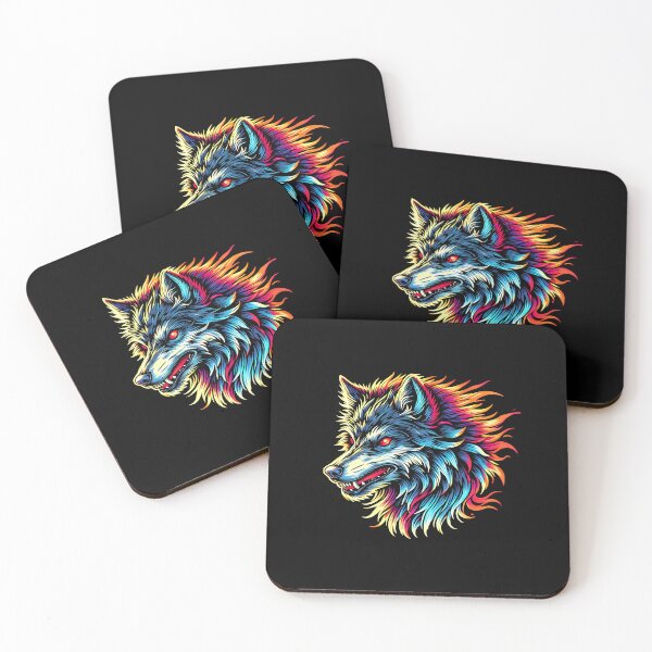 Item preview, Stylized Flaming Blue and Orange Wolf Head Profile designed and sold by beast-net.