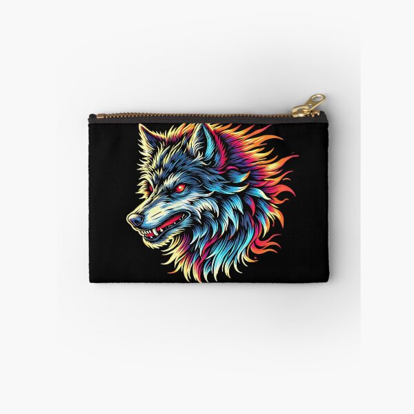 Item preview, Stylized Flaming Blue and Orange Wolf Head Profile designed and sold by beast-net.