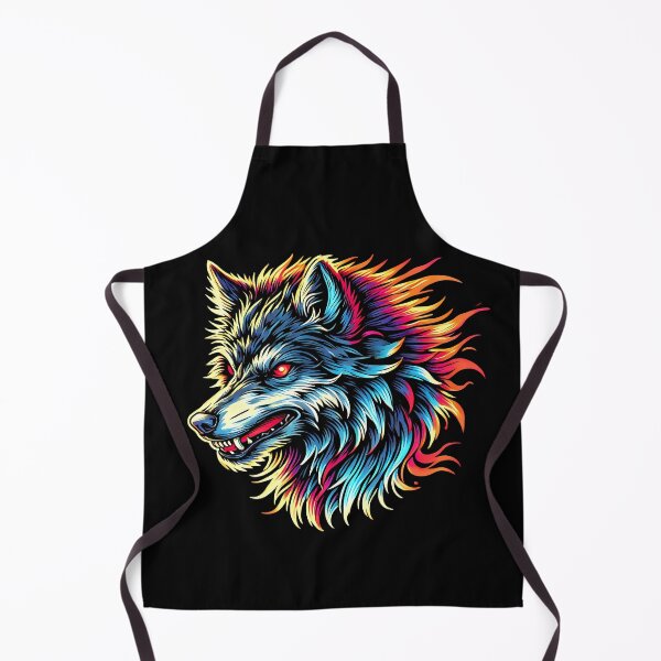 Item preview, Stylized Flaming Blue and Orange Wolf Head Profile designed and sold by beast-net.