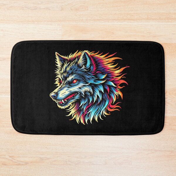 Item preview, Stylized Flaming Blue and Orange Wolf Head Profile designed and sold by beast-net.